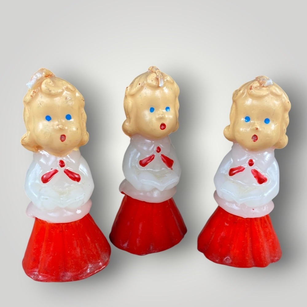 Gurley Style Christmas Caroler Candles Set of 3 Choir Girls 1990s